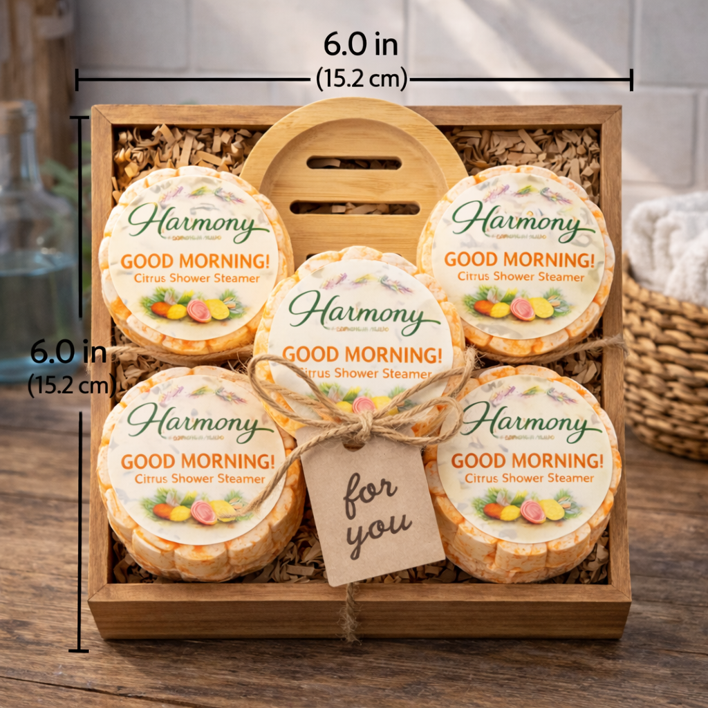 5 Count "Good Morning" Citrus Shower Steamer Gift Set With Steamer Tray and Gift Box