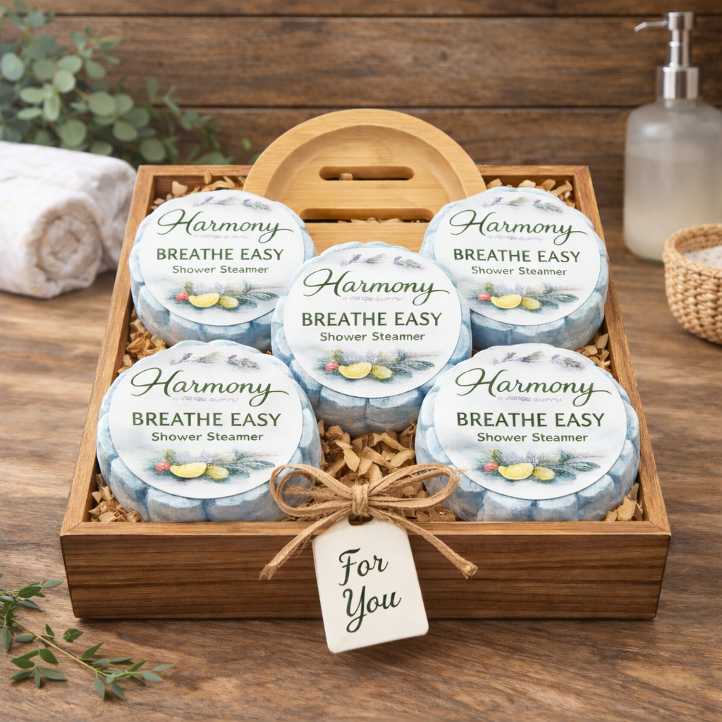 5 Count Breathe Easy Shower Steamer Gift Set With Steamer Tray and Gift Box