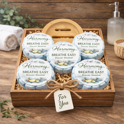 5 Count Breathe Easy Shower Steamer Gift Set With Steamer Tray and Gift Box