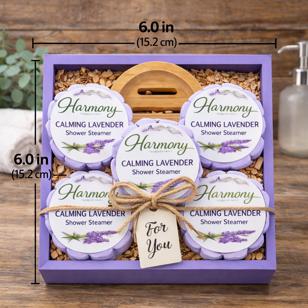 5 Count Calming Lavender Shower Steamer Gift Set With Steamer Tray and Gift Box