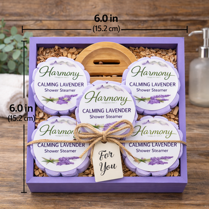 5 Count Calming Lavender Shower Steamer Gift Set With Steamer Tray and Gift Box