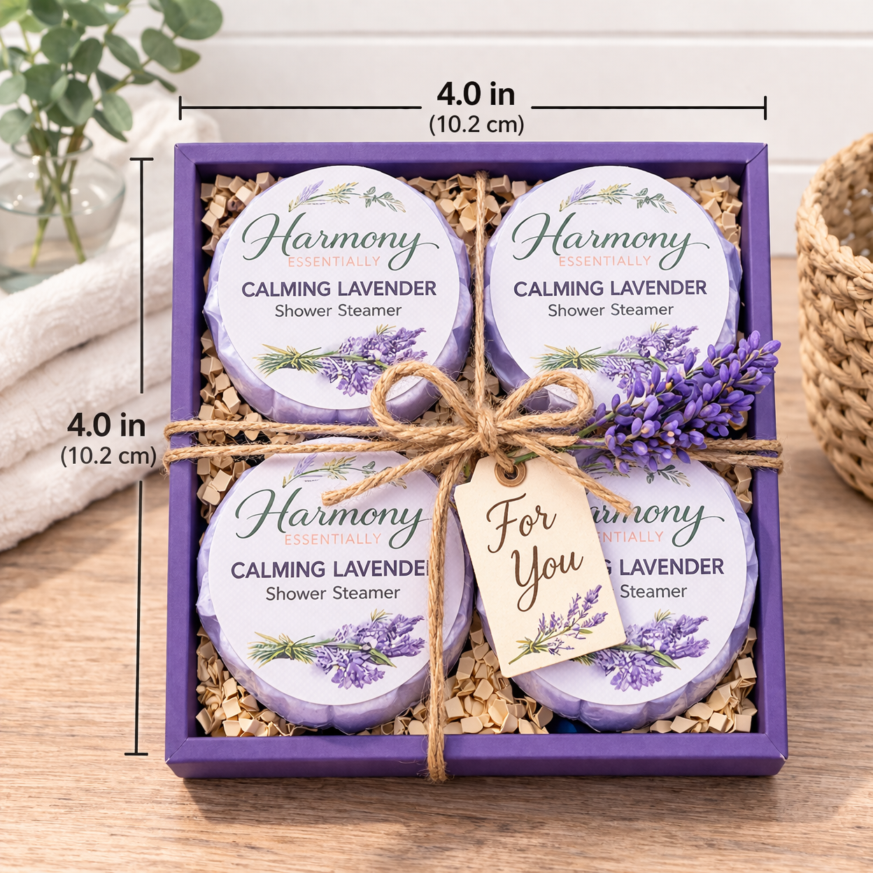4 Count Calming Lavender Shower Steamer with Gift Box