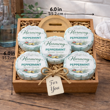 5 Count Peppermint Shower Steamer Gift Set With Steamer Tray and Gift Box